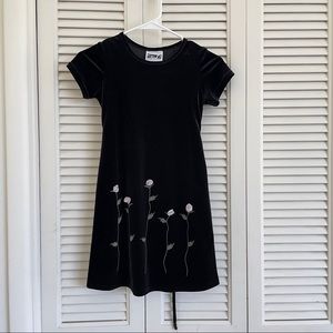 Black Velvet and Floral Girls Dress